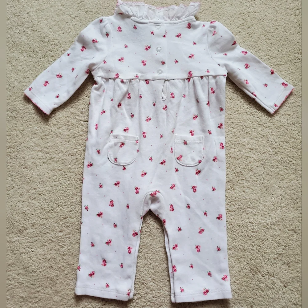 Janie and Jack Baby Girls' Bloom Ruffle Pink Floral One-Piece Outfit sz0-3m